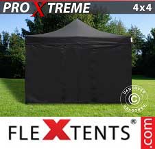 Tente Pliante FleXtents Pro Xtreme 4x4m Noir, avec 4 cotés