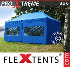 Tente Pliante FleXtents Pro Xtreme 3x6m Bleu, avec 6 cotés