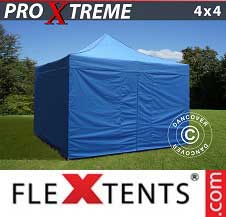 Tente Pliante FleXtents Pro Xtreme 4x4m Bleu, avec 4 cotés