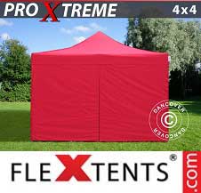 Tente Pliante FleXtents Pro Xtreme 4x4m Rouge, avec 4 cotés