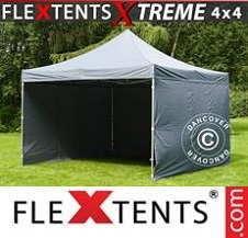 Tente Pliante FleXtents Pro Xtreme 4x4m Gris, avec 4 cotés