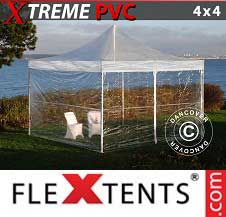 Tente Pliante FleXtents Pro Xtreme 4x4m Transparent, avec 4 cotés