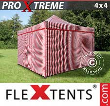 Tente Pliante FleXtents Pro Xtreme 4x4m Rayé, avec 4 cotés