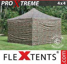 Tente Pliante FleXtents Pro Xtreme 4x4m Camouflage, avec 4 cotés