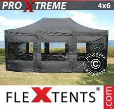 Tente Pliante FleXtents Pro Xtreme 4x6m Noir, avec 8 cotés