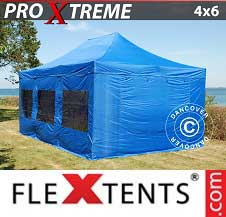 Tente Pliante FleXtents Pro Xtreme 4x6m Bleu, avec 8 cotés
