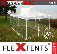 Tente Pliante FleXtents Pro Xtreme 4x6m Transparent, avec 8 cotés