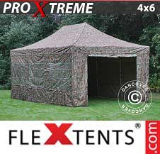 Tente Pliante FleXtents Pro Xtreme 4x6m Camouflage, avec 8 cotés
