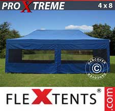 Tente Pliante FleXtents Pro Xtreme 4x8m Bleu, avec 6 cotés