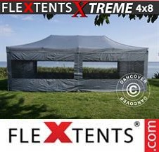 Tente Pliante FleXtents Pro Xtreme 4x8m Gris, avec 6 cotés