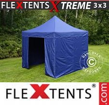 Tente Pliante FleXtents Pro Xtreme 3x3m Bleu foncé, avec 4 cotés