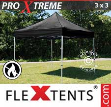 Tente Pliante FleXtents Pro Xtreme 3x3m Noir, Ignifugé