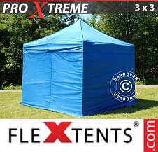 Tente Pliante FleXtents Pro Xtreme 3x3m Bleu, avec 4 cotés