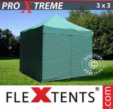Tente Pliante FleXtents Pro Xtreme 3x3m Vert, avec 4 cotés