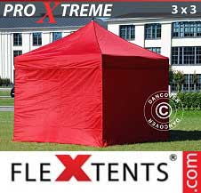 Tente Pliante FleXtents Pro Xtreme 3x3m Rouge, avec 4 cotés