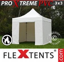 Tente Pliante FleXtents Pro Xtreme 3x3m, Blanc avec 4 cotés