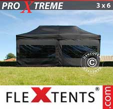 Tente Pliante FleXtents Pro Xtreme 3x6m Noir, avec 6 cotés
